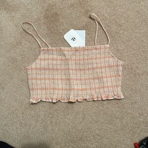 Plaid Peach Cream Spaghetti Strap Top